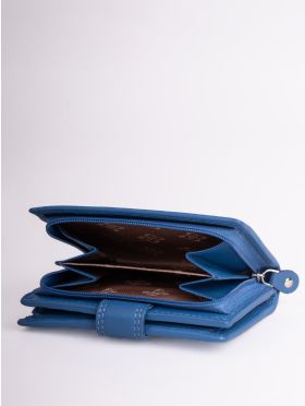 Small Leather Tab Purse in Blue
