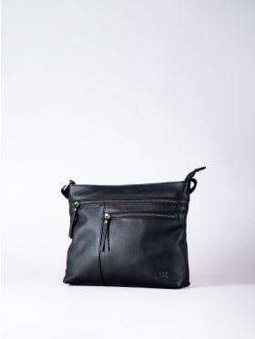 Winleigh Leather Cross Body Bag in Black
