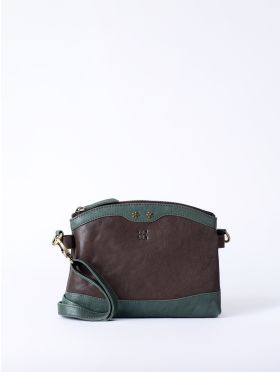 Hartsop Zip Leather Cross Body Bag in Brown and Green