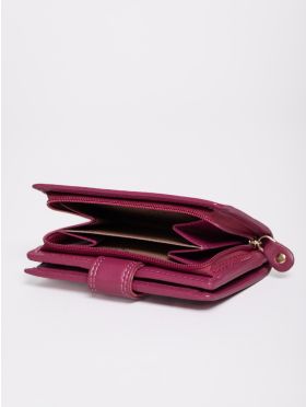 Small Leather Tab Purse in Cranberry Pink