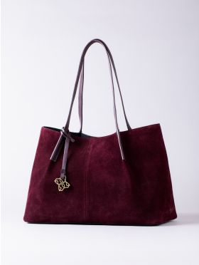 Mirehouse Suede Tote Bag in Berry