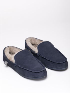 Men’s Sheepskin Slip-On Moccasins in Navy
