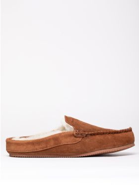 Sheepskin Moccasin Slider Slippers in Tan