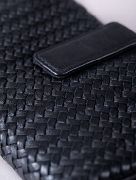 Wreay Large Leather Tab Purse in Black