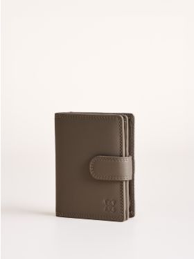 Small Leather Tab Purse in Grey