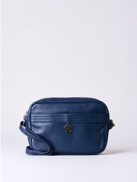 Cartmel Boxy Leather Cross Body Bag in Navy