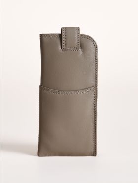 Leather Tab Glasses Case in Grey