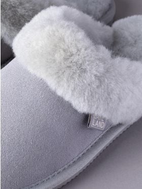 Lakeland Leather Ladies' Sheepskin Slider Slippers in Light Grey