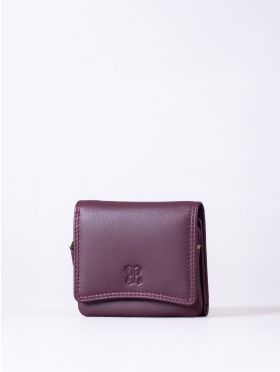 Small Leather Flapover Purse in Burgundy