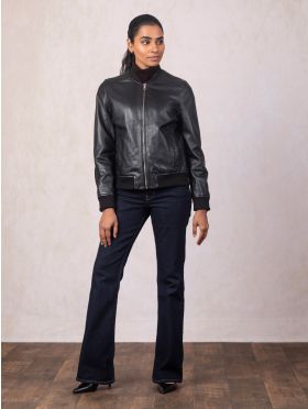 Braithwaite Leather Bomber Jacket in Black