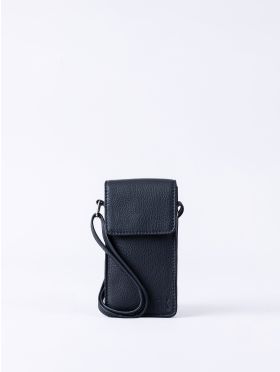 Bowness Leather Cross Body Phone Pouch in Navy