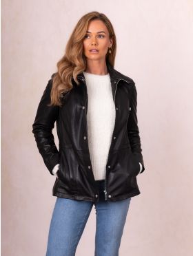 Leithwaite Leather Field Jacket in Black | Lakeland Leather