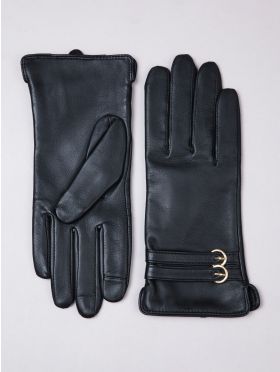 Twin Buckle II Leather Gloves in Black