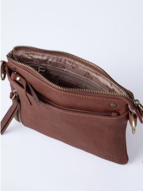 Harstone Mini Leather Cross Body Bag in Tan