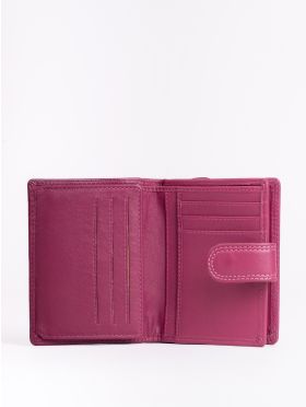 Small Leather Tab Purse in Cranberry Pink
