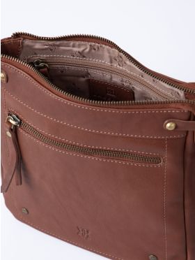 Harstone Large Leather Cross Body Bag in Tan