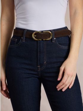Bowness Suede Dual Buckle Belt in Chocolate