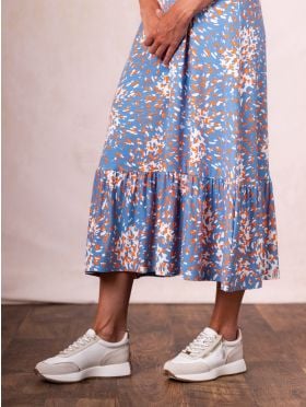 Romilly Short Sleeve Midi Dress in Blue