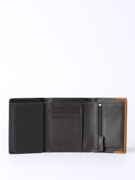 Stitch Leather Tri-Fold Wallet in Brown