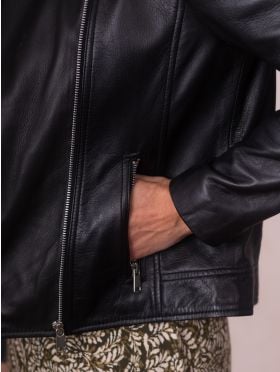 Wetherlam Leather Biker Jacket in Black