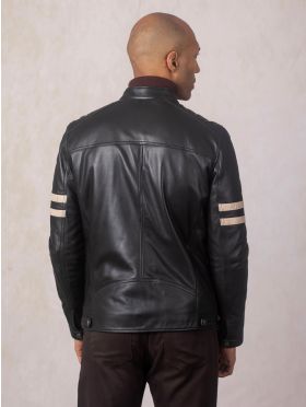 Charlie II Leather Racer Jacket in Black