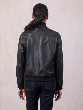 Braithwaite Leather Bomber Jacket in Black