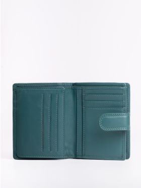 Small Leather Tab Purse in Teal