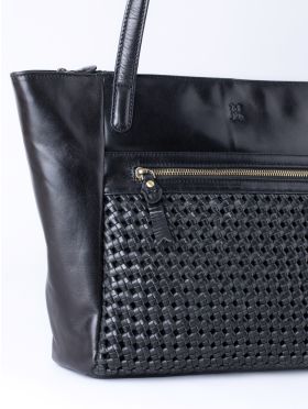Waverton Woven Leather Tote Bag in Black