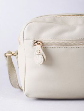 Cartmel Boxy Leather Cross Body Bag in Off White