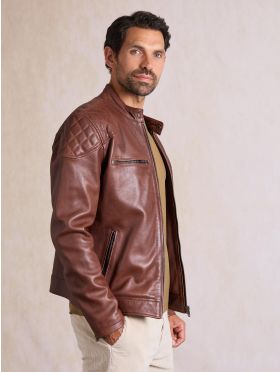 Stonecroft Leather Jacket in Dark Tan
