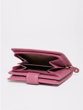 Small Leather Tab Purse in Mauve