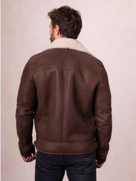 Harrier Sheepskin Flying Jacket in Chocolate Brown