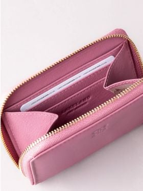 Small Leather Zip Purse in Mauve