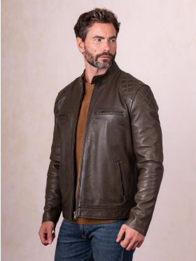 Stonecroft Leather Jacket in Olive