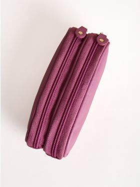 Leather Double Glasses Case in Mauve Soft Pink
