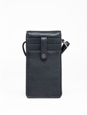 Bowness Leather Cross Body Phone Pouch in Navy