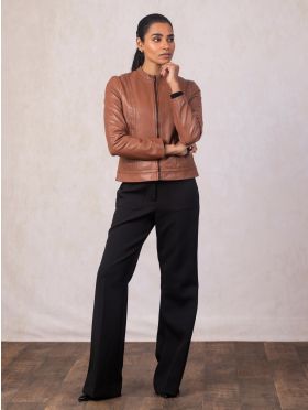Annaside Leather Jacket in Tan