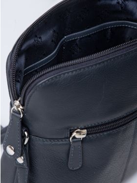 Raven Leather Cross Body Bag in Navy