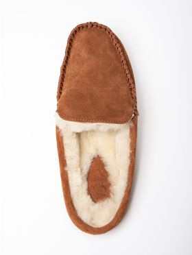 Sheepskin Moccasin Slider Slippers in Tan