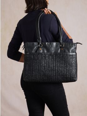 Piel Leather Tote Bag in Black
