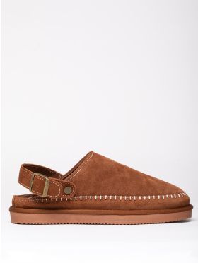 Sheepskin Slider Clog Slipper in Tan