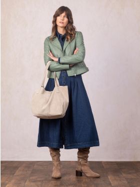 Santon Suede Tote Bag in Stone