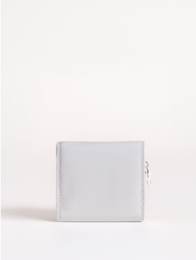 Small Leather Flapover Purse in White