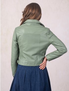 Thornhill Leather Biker Jacket in Green
