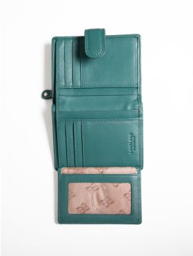 Small Leather Tab Purse in Teal