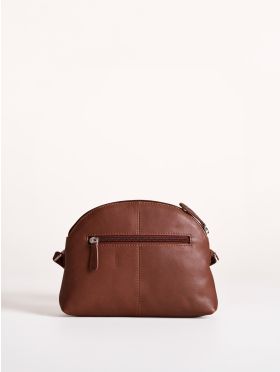 Elterwater curved Leather Cross Body Bag in Cognac