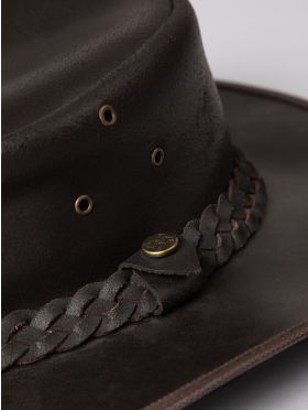Outback III Australian Style Leather Hat in Brown