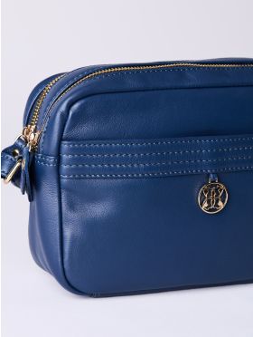 Cartmel Boxy Leather Cross Body Bag in Navy