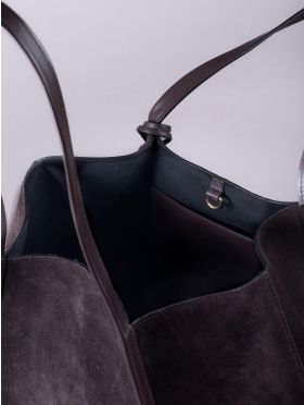 Mirehouse Suede Tote Bag in Chocolate Brown