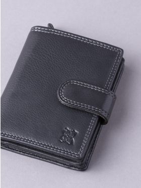 Small Leather Tab Purse in Black